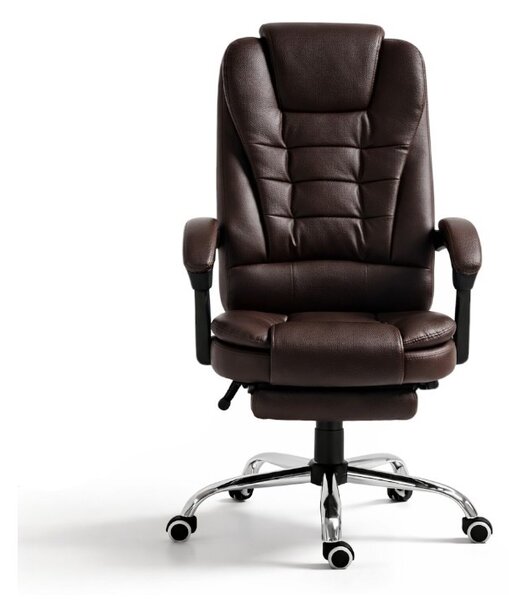 Scaun de birou BOSS cu suport pentru picioare - piele ecologică maro