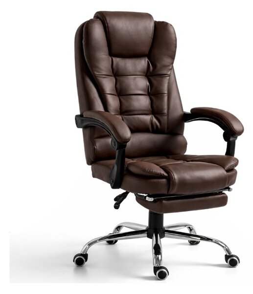Scaun de birou BOSS cu suport pentru picioare - piele ecologică maro