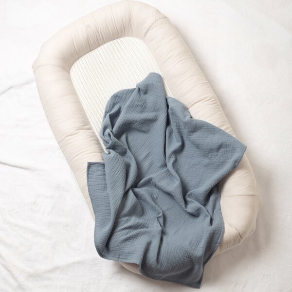 Set 3 paturici din muselina dubla moale 78x78 cm Kidizi Mint Blue, 100% bumbac