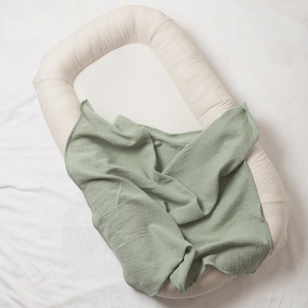 Set 3 paturici din muselina dubla moale 78x78 cm Kidizi Mint Blue, 100% bumbac