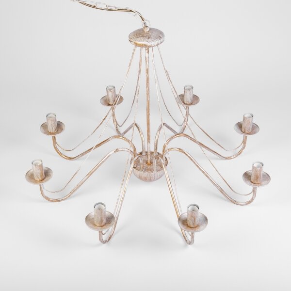 Candelabru pe lanț MALBO 8xE14/10W/230V alb/auriu/patină