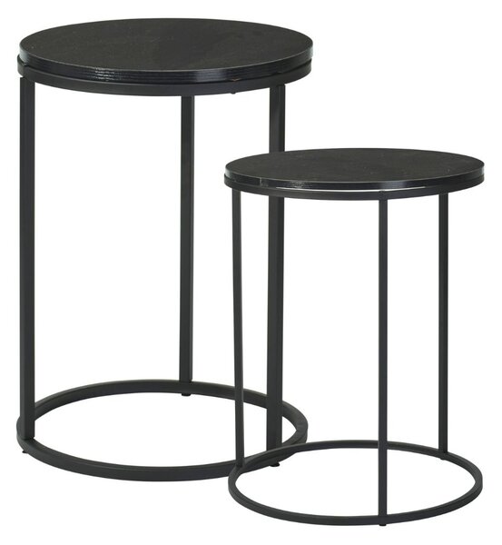Set 2 măsuțe de cafea Trends4You, metal & MDF, design modern, negru