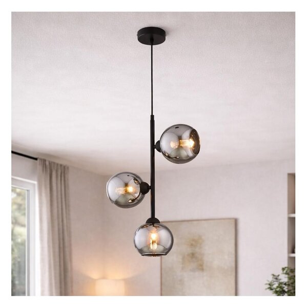 Brilagi - Lustră suspendată pe cablu DIOR 3xE27/60W/230V negru/gri fumuriu