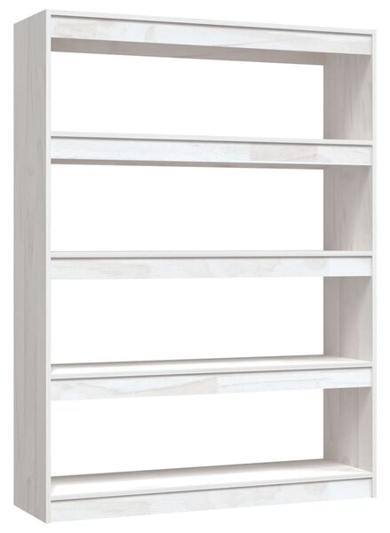 Bibliotecă/Separator cameră alb 100x30x135,5 cm lemn masiv pin
