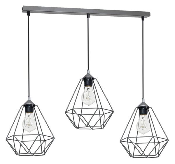 Lampă suspendată BASKET 3xE27/60W/230V gri