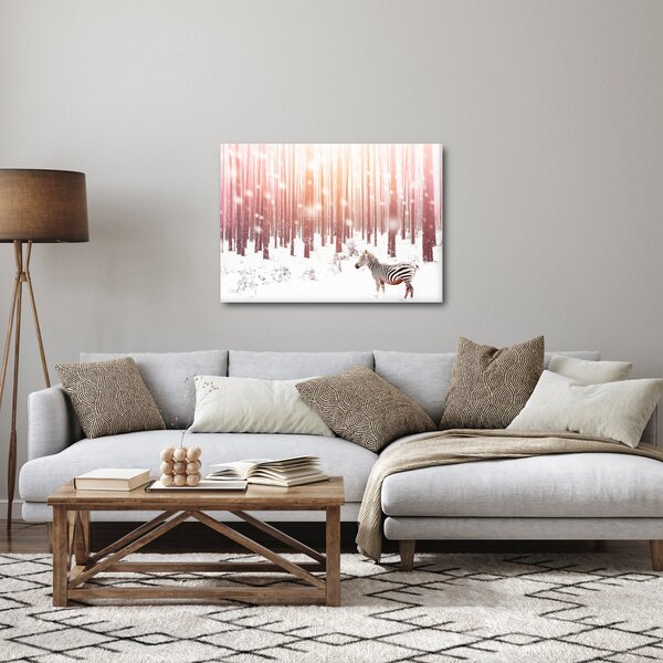 Tablou - Zebra în pădurea înzăpezită (70x50 cm)