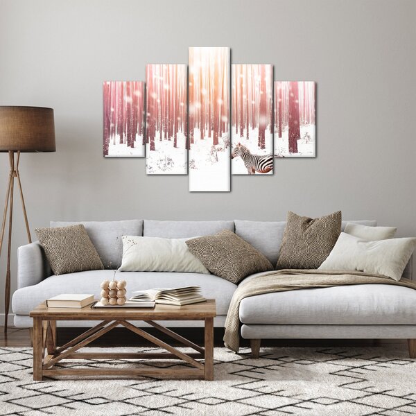 Tablou - Zebra în pădurea înzăpezită (150x105 cm)