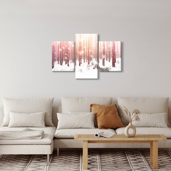 Tablou - Zebra în pădurea înzăpezită (90x60 cm)