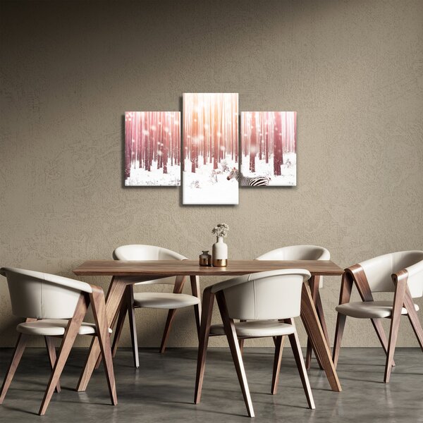 Tablou - Zebra în pădurea înzăpezită (90x60 cm)