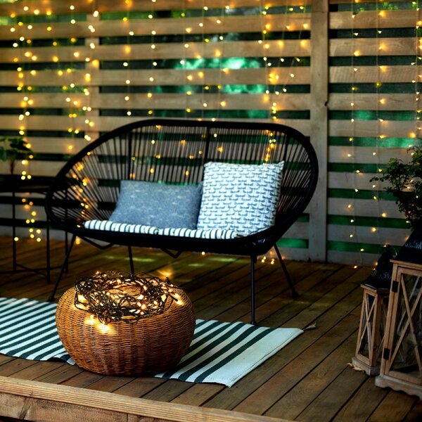 Solight 1V101-WW-LED Ghirlandă luminoasă pentru exterior, 100 LED, 8 funcții, IP44, 13 m, alb cald