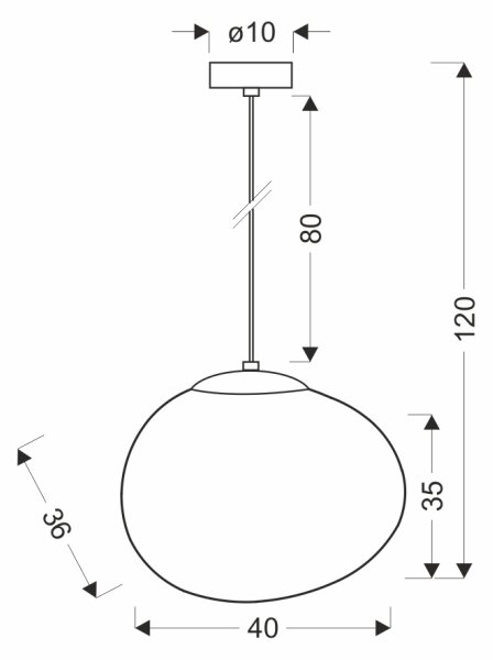 BRILAGI - Lustră suspendată pe cablu PEBBLES 1xE27/40W/230V, diam. 40 cm, neagră