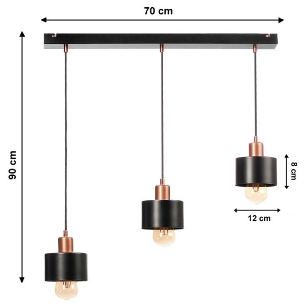 Lustră pe cablu BODO 3xE27/60W/230V