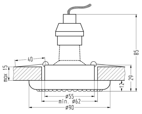 Lampă încastrată SOC 1xGU10/50W/230V