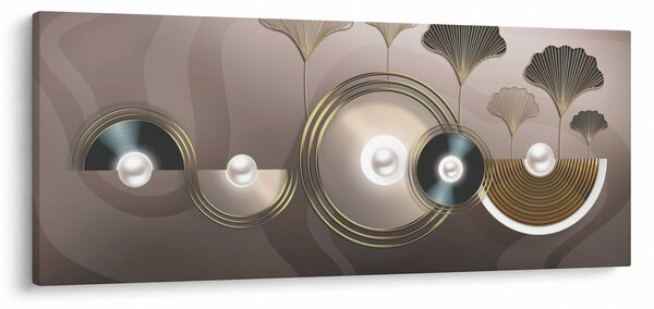Tablou - Abstract maro-auriu (120x50 cm)