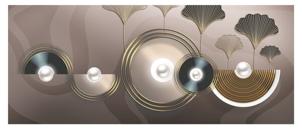 Tablou - Abstract maro-auriu (120x50 cm)