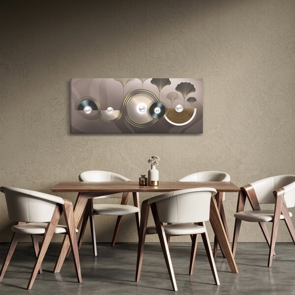 Tablou - Abstract maro-auriu (120x50 cm)