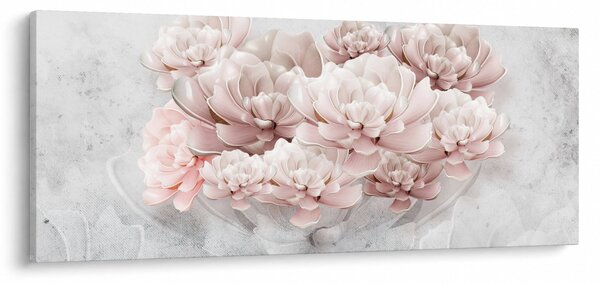 Tablou - Flori roz pe perete (120x50 cm)