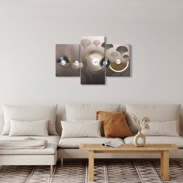 Tablou - Abstract maro-auriu (90x60 cm)