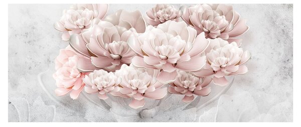 Tablou - Flori roz pe perete (120x50 cm)