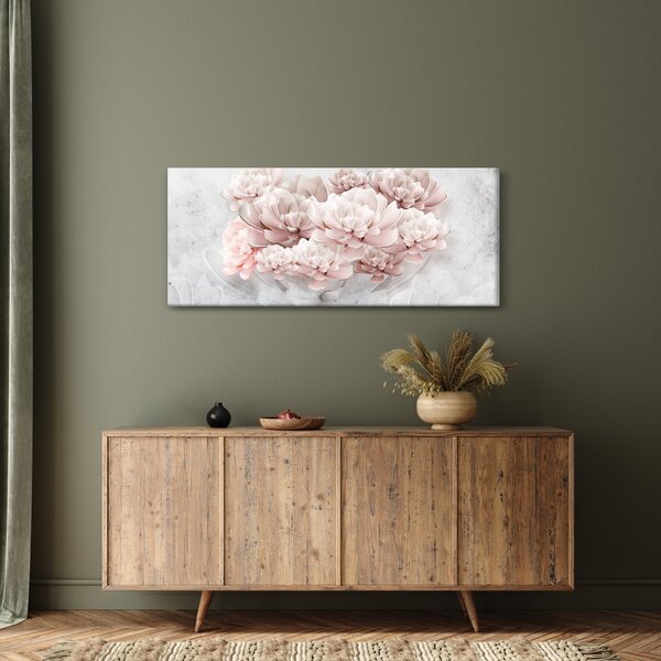 Tablou - Flori roz pe perete (120x50 cm)