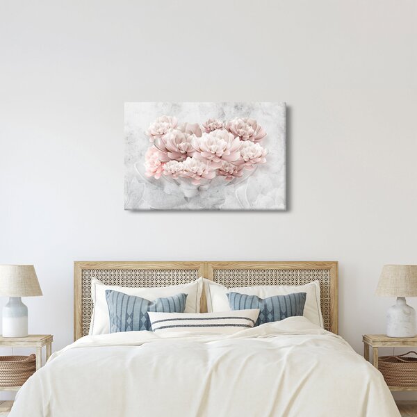 Tablou - Flori roz pe perete (90x60 cm)