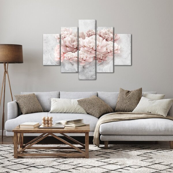 Tablou - Flori roz pe perete (150x105 cm)