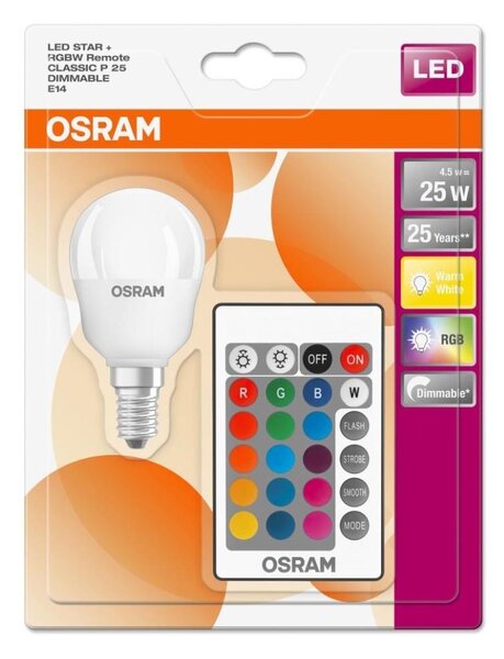 Bec LED RGBW dimabil RETROFIT E14/4,5W/230V 2700K + telecomandă - Osram