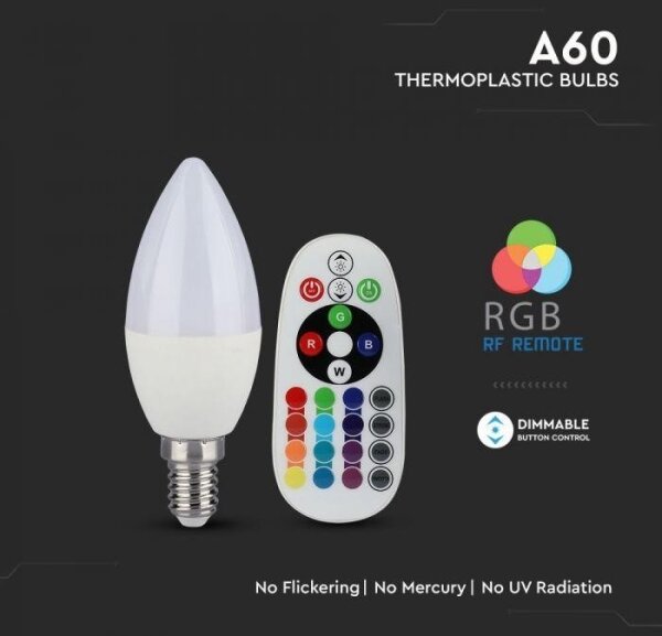 Bec LED RGB dimabil E14/3,5W/230V 6400K + telecomandă