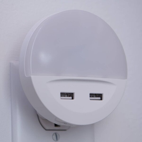 Corp de iluminat LED de veghe cu senzor și cu fișă integrată LUNETTA 2xUSB LED/13W/230V Ledvance