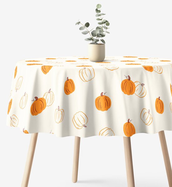 Goldea față de masă 100% bumbac - dovleci de toamnă - rotundă Ø 150 cm