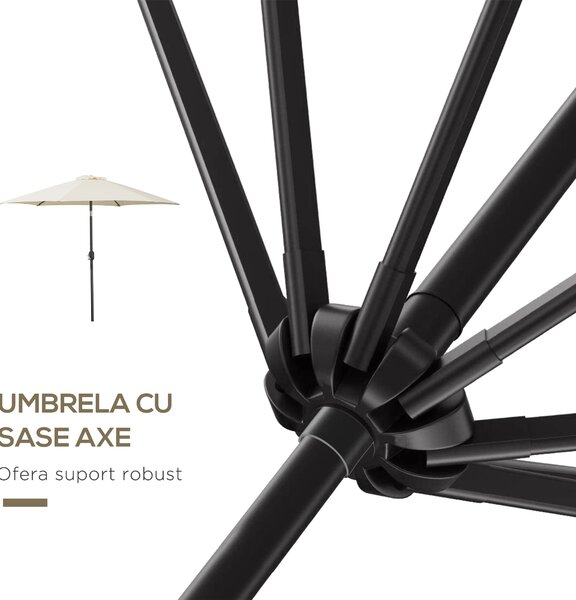 Outsunny Umbrelă de Grădină și Plajă Inclinabilă din Aluminiu și Poliester Alb Φ2.6×2.35m | Aosom Romania