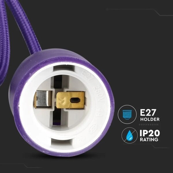 Lustră pe cablu 1xE27/60W/230V purpurie