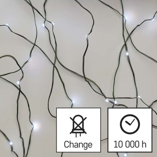 Ghirlandă LED pentru exterior, 75 LED-uri, 12,5 m, IP44, alb rece
