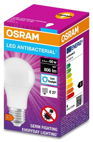 Bec LED antibacterian A60 E27/8,5W/230V 6500K Osram