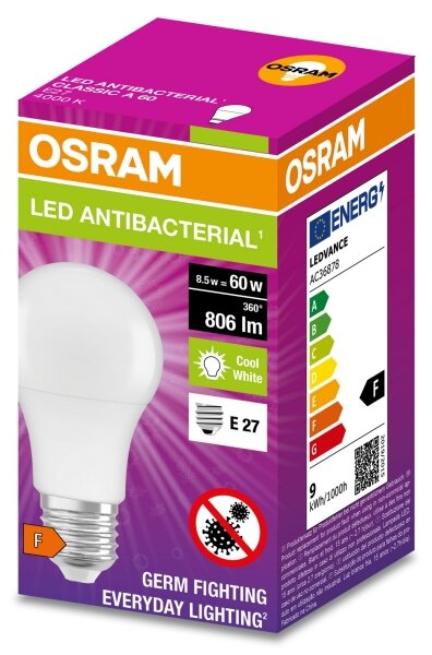 Bec LED antibacterian A60 E27/8,5W/230V 4000K Osram