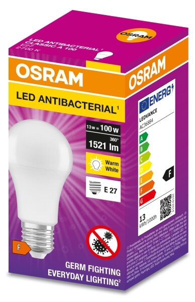 Bec LED antibacterian A60 E27/13W/230V 2700K Osram