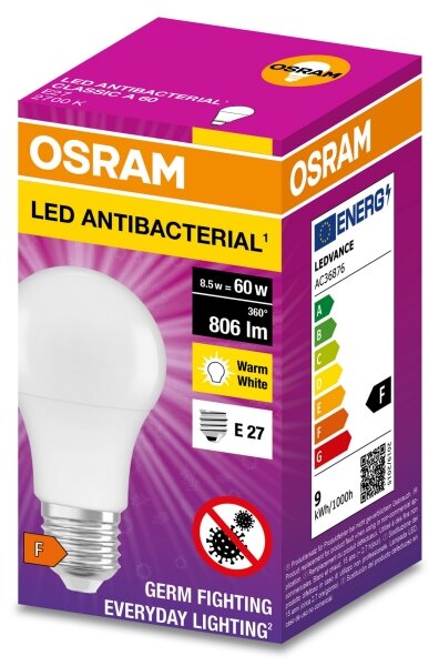 Bec LED antibacterian A60 E27/8,5W/230V 2700K Osram
