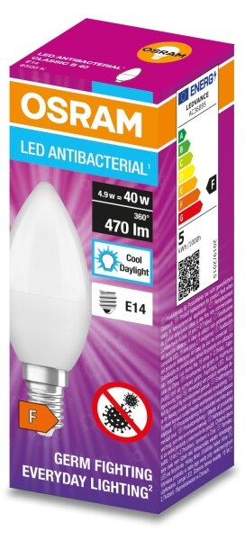 Bec LED antibacterian B40 E14/4,9W/230V 6500K Osram