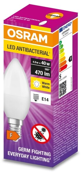 Bec LED antibacterian B40 E14/4,9W/230V 2700K Osram