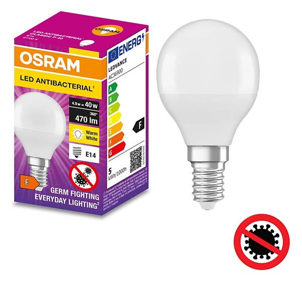 Bec LED antibacterian P40 E14/4,9W/230V 2700K Osram