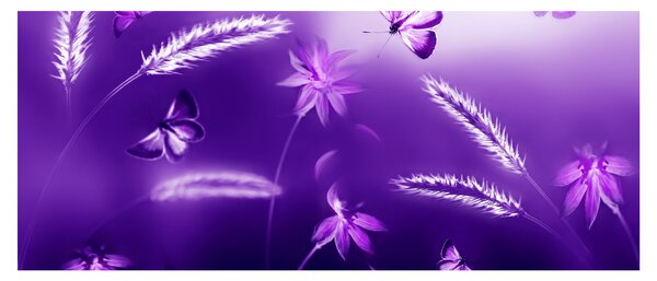 Tablou - Lunca cu fluturi (120x50 cm)