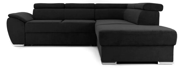 Colțar Extensibil CUBA, cu tetiere reglabile, variante stânga/dreapta 266x232x80 cm, Negru-Enjoy / Stanga