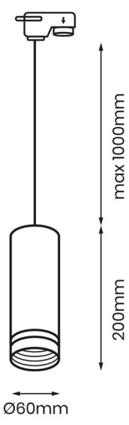 Lustră pe cablu pentru sistem pe șină PIPE 1xGU10/25W/230V neagră