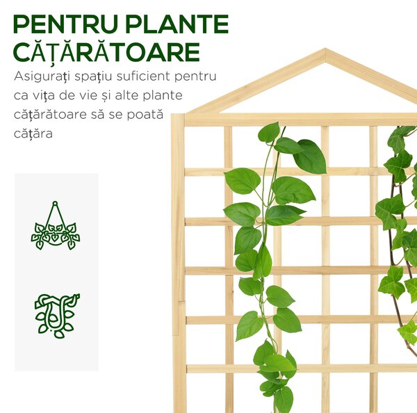 Outsunny Ghiveci din Lemn cu Grilaj pentru Plante Cățărătoare, Ideal pentru Legume și Flori, 90x43x150 cm, Design Natural | Aosom Romania