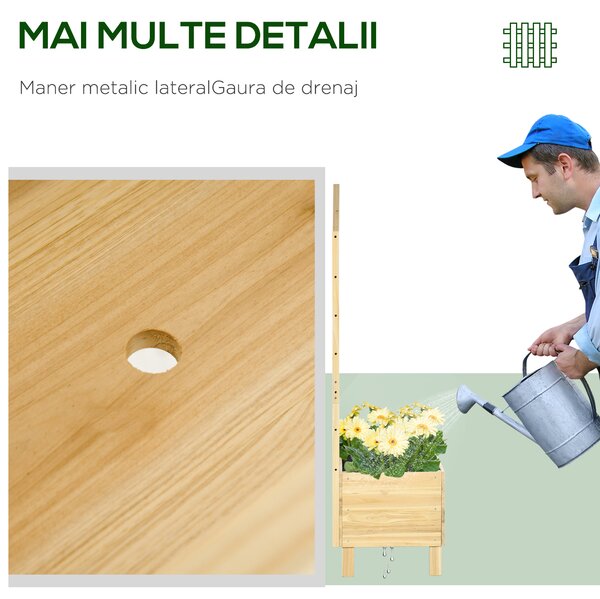 Outsunny Ghiveci din Lemn cu Grilaj pentru Plante Cățărătoare, Ideal pentru Legume și Flori, 90x43x150 cm, Design Natural | Aosom Romania