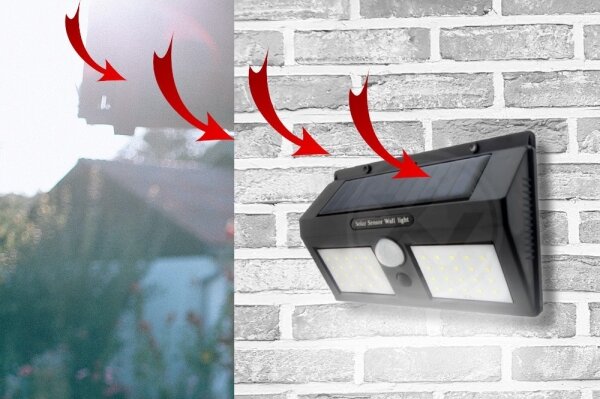Aplică solară de perete cu LED și senzor, 1,2W/3,7V, 1200 mAh, IP44