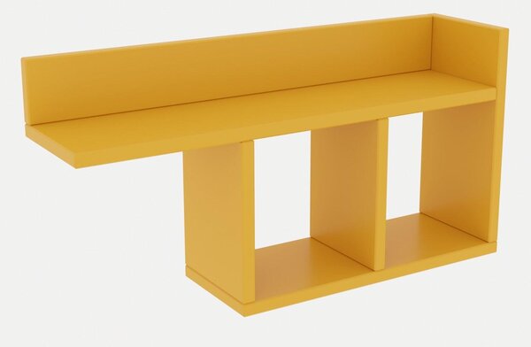 Raft de perete Room, Alb - Gri - Stejar - Galben, 72x37x18 cm