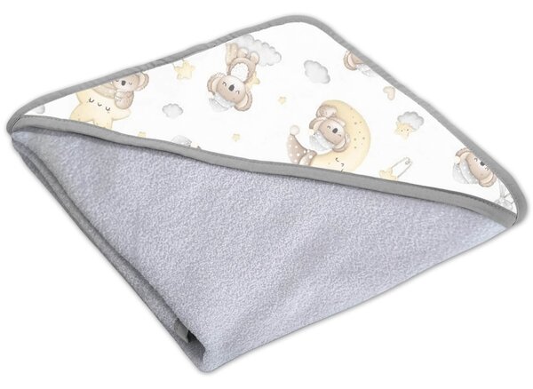 Set doua prosoape bebelus din bumbac cu gluga 90x90 cm Kidizi Koala Friends