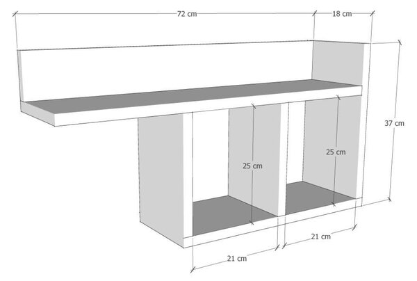 Raft de perete Room, Alb - Gri - Stejar - Galben, 72x37x18 cm