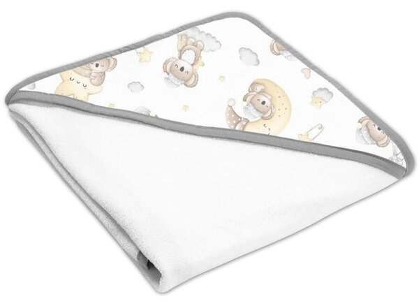 Set doua prosoape bebelus din bumbac cu gluga 90x90 cm Kidizi Koala Friends
